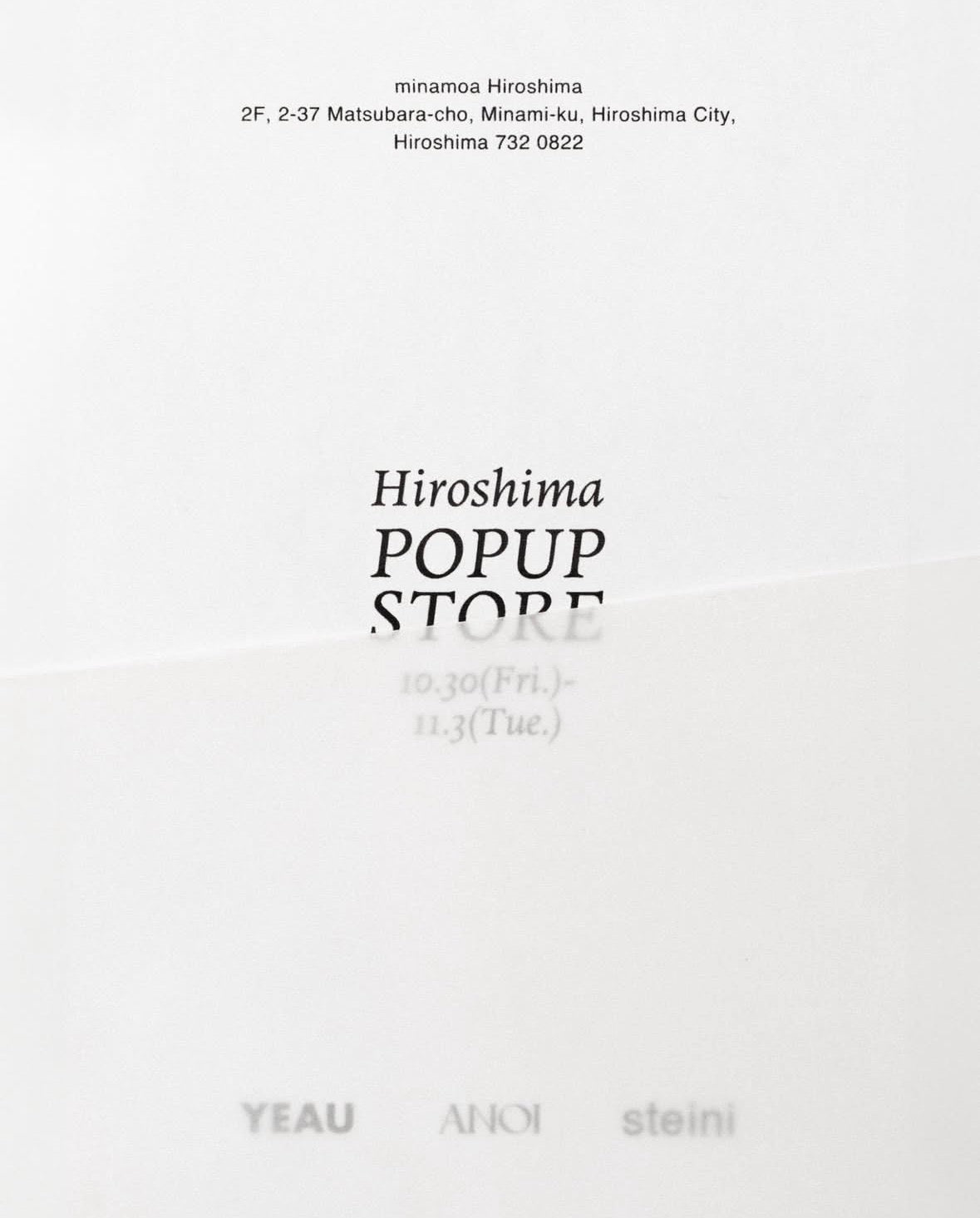 POPUP STORE＠HIROSHIMA 10/30-11/3